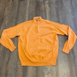 Peter Millar Orange Creamsicle Quarter-Zip Sweater Size Large